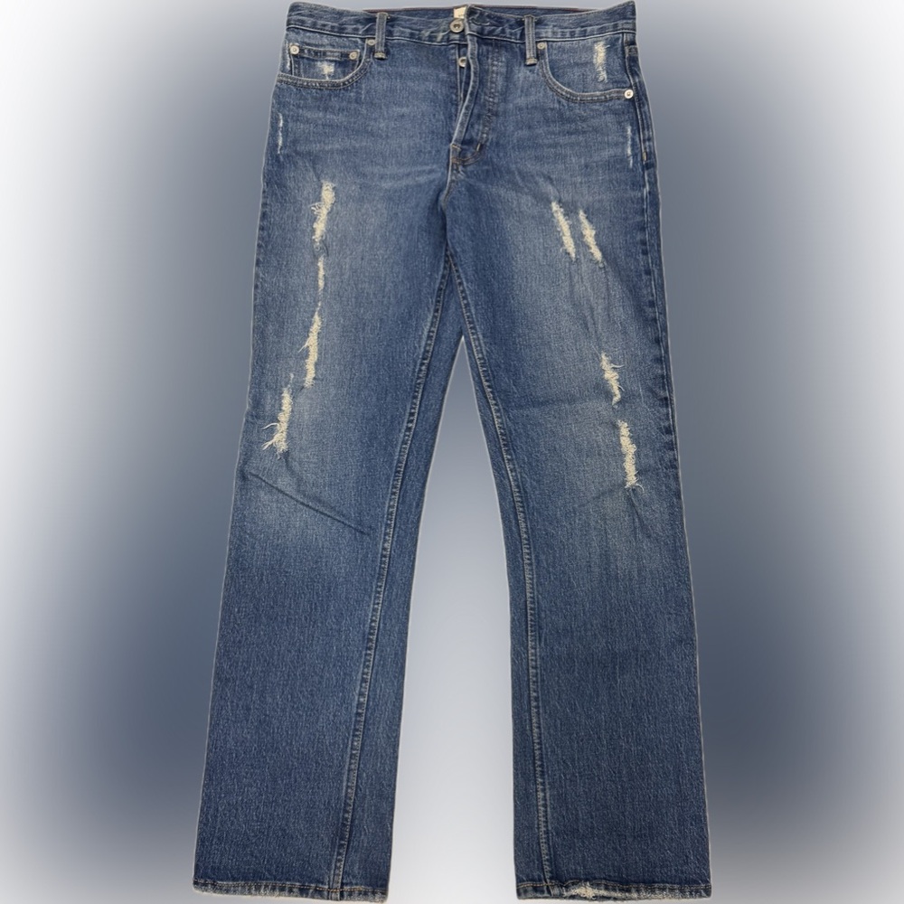 GAP Cone Denim Women's Distressed Blue Straight Leg Jeans | Sz 28